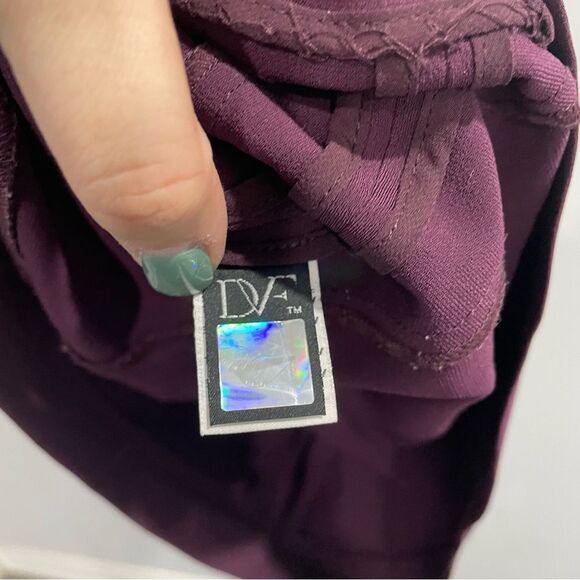 DVF Diane Von Furstenberg Burgundy Purple Midi Dress Size 2 - Picture 9 of 9